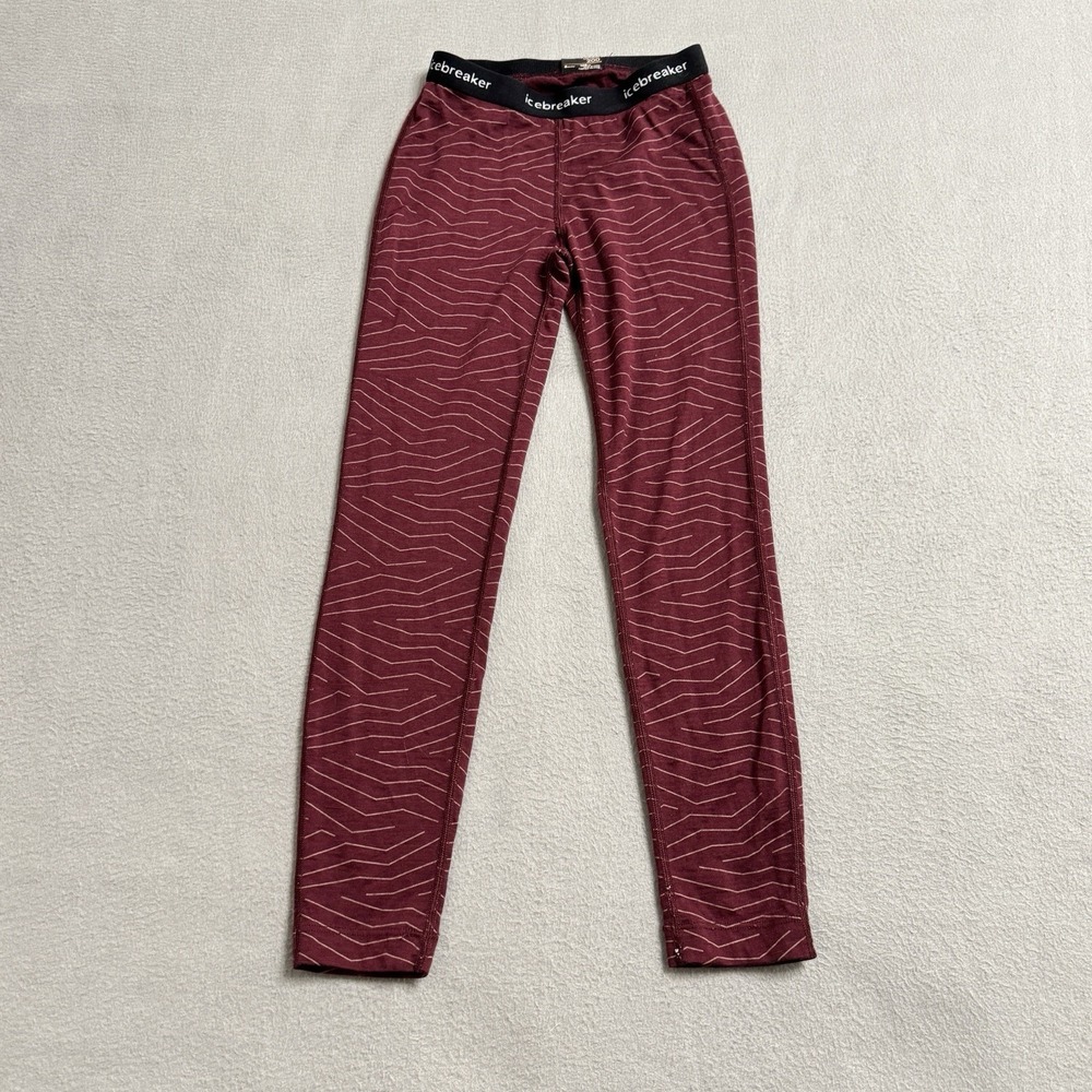 Icebreaker Merino 200 Base Layer Leggings Kids 8 128 Burgundy Wool Thermal